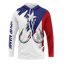 Load image into Gallery viewer, Puerto Rico flag Fishing Fish Hook UV protection custom long sleeve Patriotic fishing apparel NQS8357