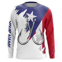 Load image into Gallery viewer, Puerto Rico flag Fishing Fish Hook UV protection custom long sleeve Patriotic fishing apparel NQS8357