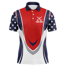 Load image into Gallery viewer, Red, white and blue American Flag Men golf polo shirts custom patriotic golf attire for men NQS8361