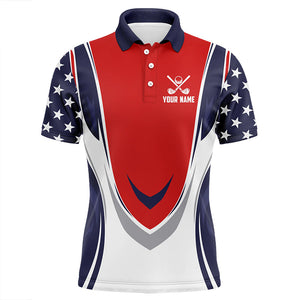 Red, white and blue American Flag Men golf polo shirts custom patriotic golf attire for men NQS8361