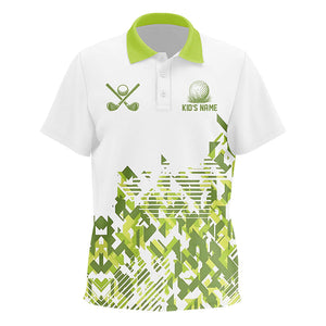 White and Green camo Kid golf polo shirt custom golf shirts for Kid, children's golf clothes NQS8364