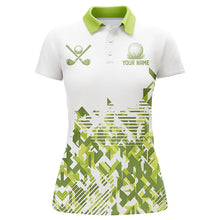 Load image into Gallery viewer, White and Green camo Women golf polo shirts custom golf shirts for girls, women&#39;s golf clothes NQS8364