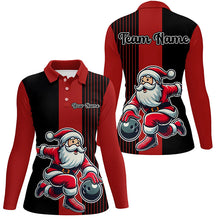 Load image into Gallery viewer, Black and Red Bowling Shirts For Women Custom Funny Santa Christmas Bowling Team Uniform Jerseys NQS8809