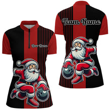 Load image into Gallery viewer, Black and Red Bowling Shirts For Women Custom Funny Santa Christmas Bowling Team Uniform Jerseys NQS8809