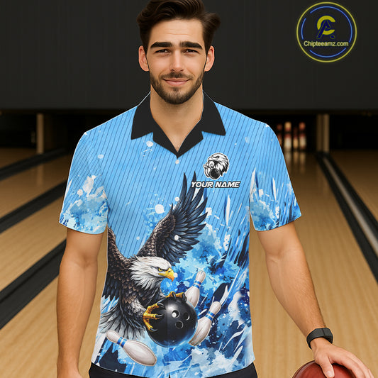 Blue Eagle Bowling Hawaiian Shirt Custom Team Bowling jerseys, Gift For Bowlers NQS11339