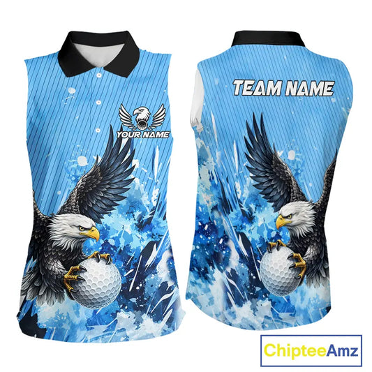 Blue Eagle Women Sleeveless polo shirt Custom Team Ladies Golf Outfit, Gift For Golf Lovers NQS11340