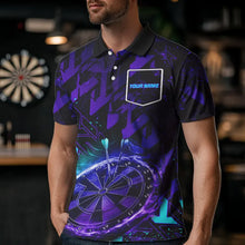 Load image into Gallery viewer, Men Darts Polo, Quarter Zip shirts Custom purple blue abstract Darts Team Jerseys, Darts gifts NQS9449