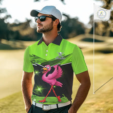 Load image into Gallery viewer, Funny Flamingo Green Golf Polo Shirts For Men Custom Flamingo Team mens golf tops, funny golf gifts NQS11675