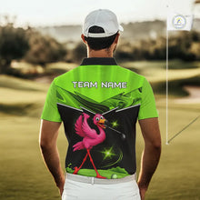 Load image into Gallery viewer, Funny Flamingo Green Golf Polo Shirts For Men Custom Flamingo Team mens golf tops, funny golf gifts NQS11675