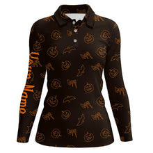 Load image into Gallery viewer, Halloween pumpkin pattern custom Womens golf polo shirts, Halloween golf gifts for ladies NQS8141