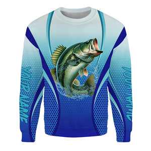 Largemouth bass Fishing blue Bass jersey customize Hoodie, Sweatshirt fishing apparel NQS2313