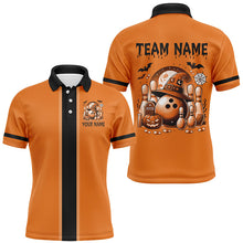 Load image into Gallery viewer, Orange retro Bowling Polo, Quarter Zip Shirt For Men Custom Funny Halloween Bowling Team Jerseys NQS8568