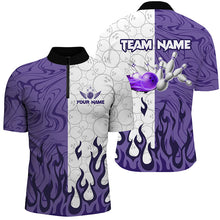 Load image into Gallery viewer, White Camo Bowling Purple Flame Mens Bowling Shirts Custom Bowling Team League Jerseys NQS8571
