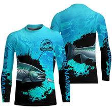 Load image into Gallery viewer, Personalized Chinook Salmon fishing Performance long sleeve Fishing Shirt, Salmon fishing jersey| Blue NQS6922