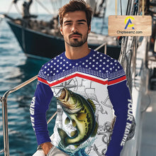 Load image into Gallery viewer, American Flag Largemouth Bass Fishing Custom Bass Long Sleeve Fishing Shirts, Bass Team Jerseys NQS11346