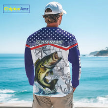 Load image into Gallery viewer, American Flag Largemouth Bass Fishing Custom Bass Long Sleeve Fishing Shirts, Bass Team Jerseys NQS11346