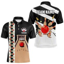 Load image into Gallery viewer, Personalized Red, white and black Retro bowling Polo, Quarter Zip shirt for Men, Bowling Team Jersey NQS9460