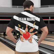 Load image into Gallery viewer, Personalized Red, white and black Retro bowling Polo, Quarter Zip shirt for Men, Bowling Team Jersey NQS9460