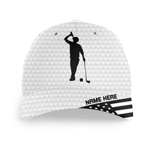 Load image into Gallery viewer, American flag white golf ball skin Golfer hat custom name golf clubs sun hats for men, women NQS7548