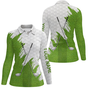 White and green golf clubs custom name Womens golf polo shirts team ladies golf tops NQS5589