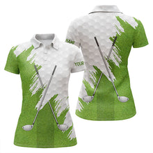 Load image into Gallery viewer, White and green golf clubs custom name Womens golf polo shirts team ladies golf tops NQS5589