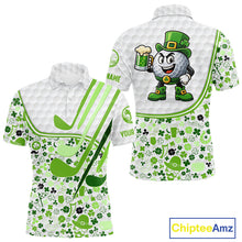Load image into Gallery viewer, Personalized Funny Golf beer Green clover pattern golf clubs St Patrick's Day golf polo shirt for men NQS11144