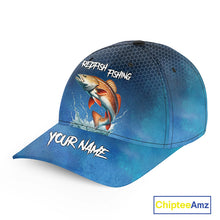 Load image into Gallery viewer, Blue camo Redfish fishing Custom Red Drum fishing hat Unisex Fishing Baseball Angler fishing cap NQS11352