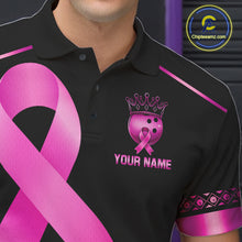 Load image into Gallery viewer, Black and Pink ribbon Breast Cancer Bowling ball Shirts for Men Custom Bowling Team jerseys NQS11691