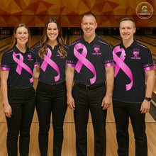 Load image into Gallery viewer, Black and Pink ribbon Breast Cancer Bowling ball Shirts for Men Custom Bowling Team jerseys NQS11691