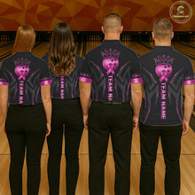 Load image into Gallery viewer, Black and Pink ribbon Breast Cancer Bowling ball Shirts for Men Custom Bowling Team jerseys NQS11691