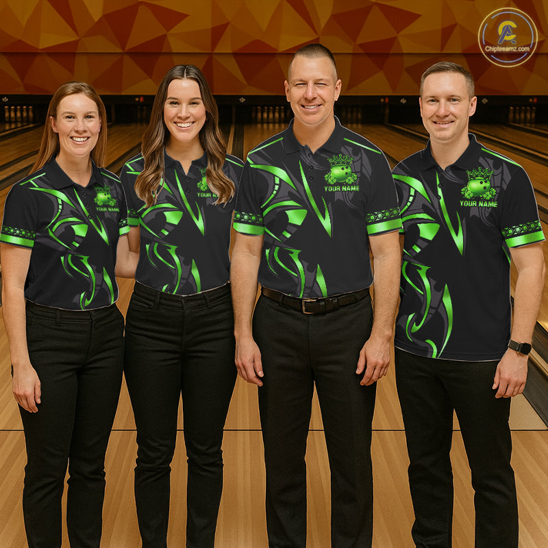 Black and Green clovers St Patrick's Day Bowling Shirts for Women Custom Bowling Team jerseys NQS11692
