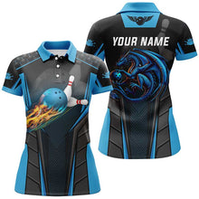Load image into Gallery viewer, Personalized bowling shirt for Women Custom Dragon team blue Bowling jerseys polo, Quarter zip Shirts NQS7954