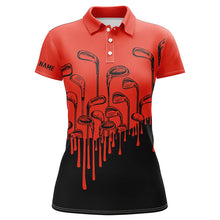 Load image into Gallery viewer, Red and black golf clubs Women golf polo shirts custom female golf attire for ladies NQS8585