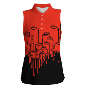 Red and black golf clubs Women golf sleeveless Polo shirts female golf attire for ladies NQS8585