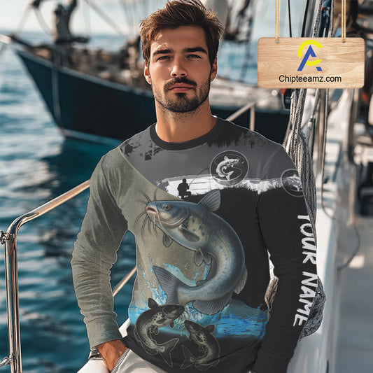 Catfish fishing scales customize performance long sleeves Fishing shirts, Catfish fishing jerseys NQS11562
