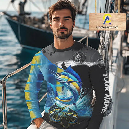 Marlin fishing scales customize performance long sleeves Fishing shirts, Marlin fishing jerseys NQS11563