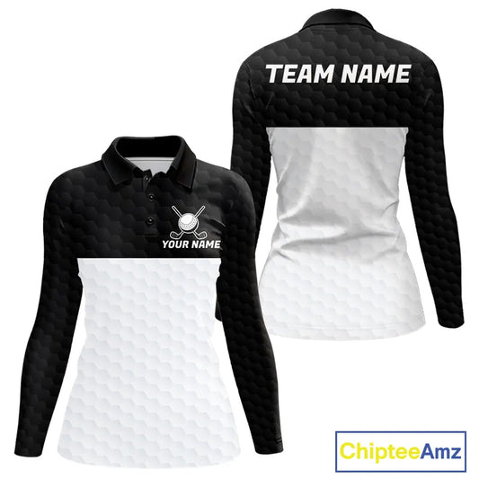 Black and White Golf Polo shirts For Women Custom golf attire for ladies, best golf gifts for women NQS11702
