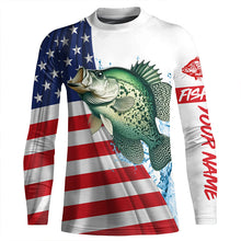 Load image into Gallery viewer, American flag patriotic crappie fishing Custom Name UV Protection long sleeve Fishing Shirts for men NQS5368