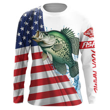 Load image into Gallery viewer, American flag patriotic crappie fishing Custom Name UV Protection long sleeve Fishing Shirts for men NQS5368