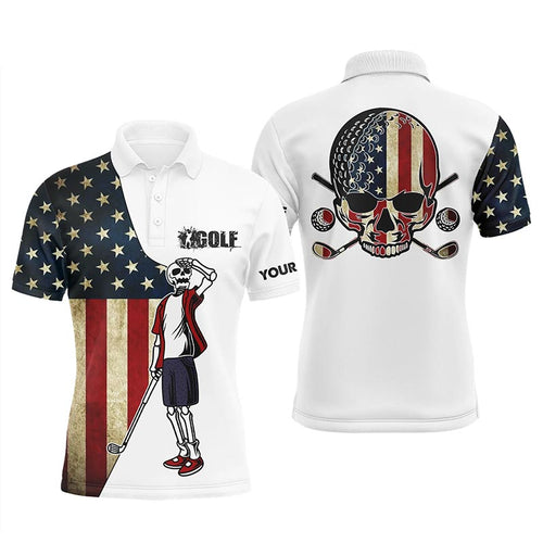 Vintage American flag patriotic Mens golf polo shirt custom golf skull men's flag polo shirts NQS5378