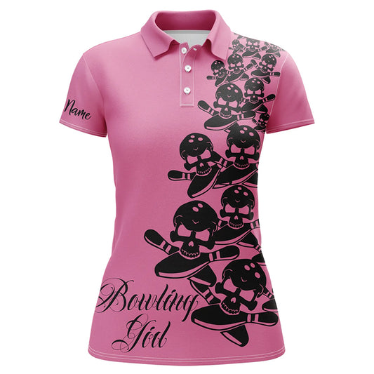 Custom bowling shirt for women – personalized team jersey front view
