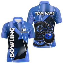 Load image into Gallery viewer, Black And Blue Custom Dragon Bowling Shirts For Men, Dragon Bowling Team Shirts NQS8381