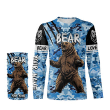 Load image into Gallery viewer, Bear hunter big game hunting blue camouflage Customize Name 3D All Over Printed Shirts NQS4009