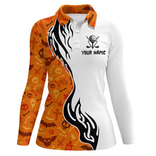 Load image into Gallery viewer, Orange Halloween Women golf polo shirts custom Women's golf outfits for team, Halloween golf gifts NQS8597