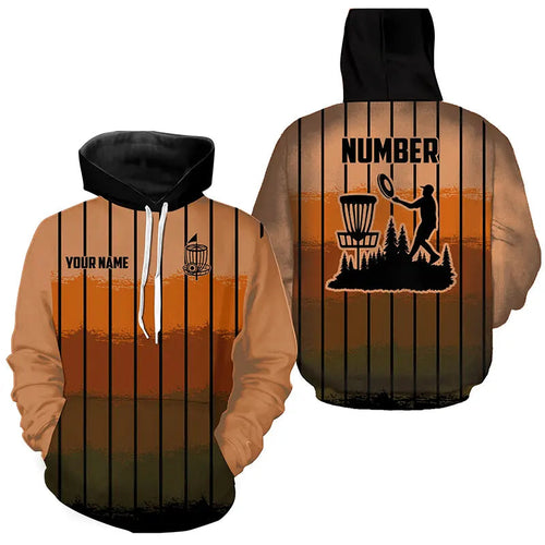 Orange stripe Retro disc golf Hoodies custom name and number disc golf hoodie NQS9080