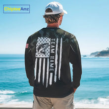 Load image into Gallery viewer, Black green camo American Flag Custom Largemouth Bass Fishing team shirts, bass fishing jerseys NQS11359