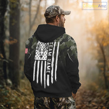 Load image into Gallery viewer, Black green camo American Flag Customize Name Patriotic Deer Hunting 3D All Over Printed Shirts NQS11360