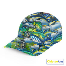 Load image into Gallery viewer, Personalized fishing hats Mahi Mahi, Wahoo, Tuna offshore slam custom Unisex Baseball Angler hat cap NQS11363