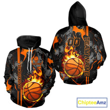 Load image into Gallery viewer, Black &amp; Orange Camo Flame Basketball vest, t-shirt, long sleeve, hoodie custom Basketball team jersey NQS11366