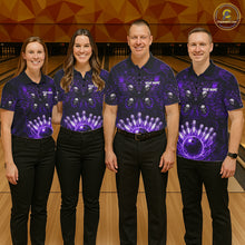Load image into Gallery viewer, Custom Black &amp; Purple bowling jersey Butterfly skull Bowling Team Shirts, bowling attire for women NQS11367